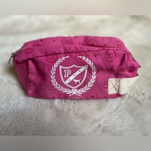 VS PINK | Y2K Pink Adorable Canvas Logo Cosmetic Bag